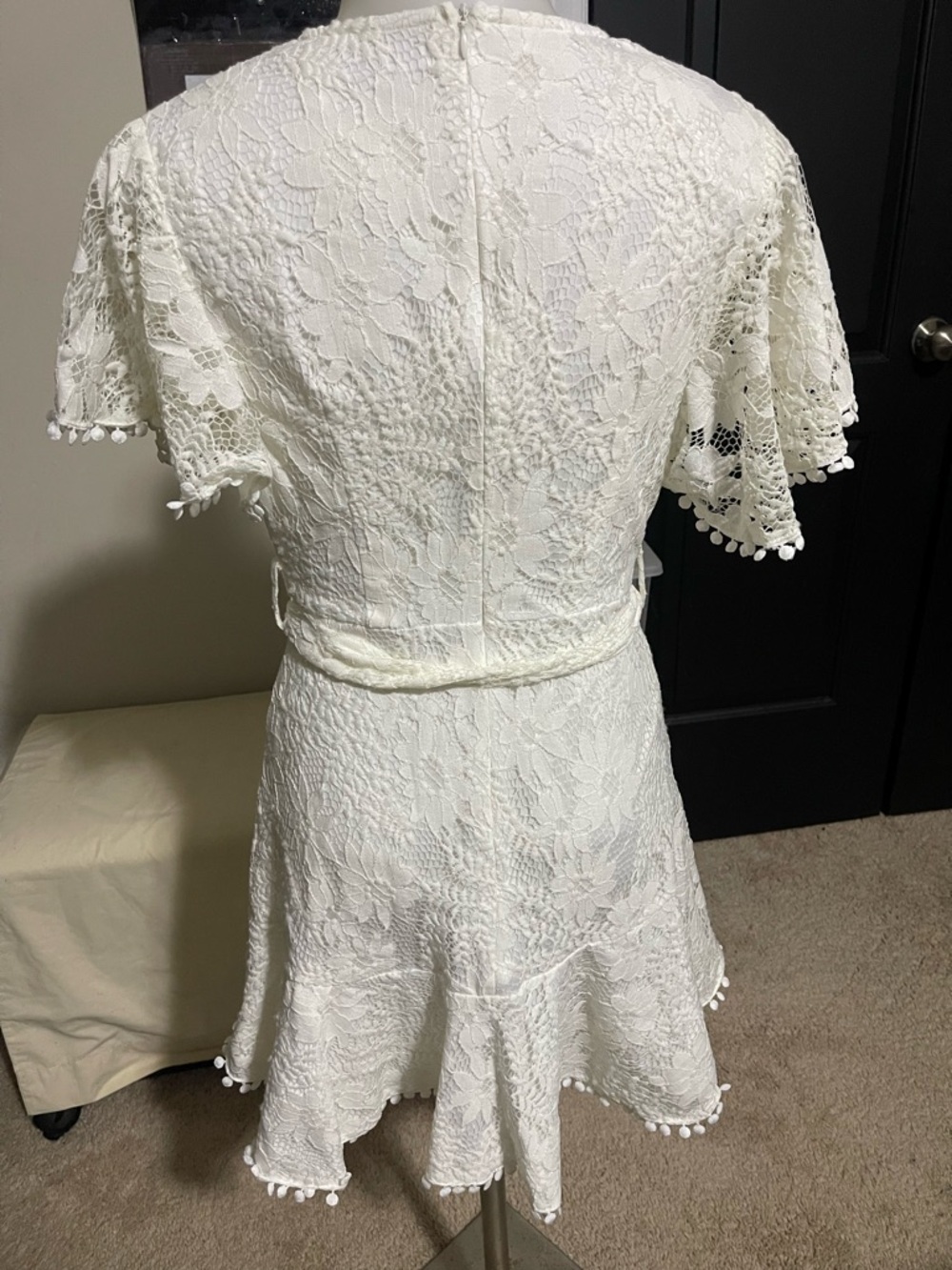 saints + secrets Lace Wrap Mini Dress in Ivory - Picture 5 of 6